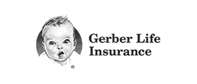 Partner company logo of the word 'Gerber' in blue stylized lettering with a stylized blue baby graphic to the left of the text, symbolizing the brand's focus on providing care for infants and young children.