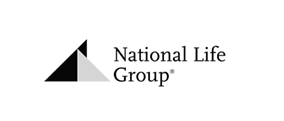 A logo of the words 'National Life' in blue stylized lettering with the letters 'EG' in blue to the right of the text, symbolizing stability and security for the future.