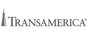 A logo of the word 'Transamerica' in blue stylized lettering with a stylized blue pyramid graphic to the left of the text, symbolizing stability and longevity.
